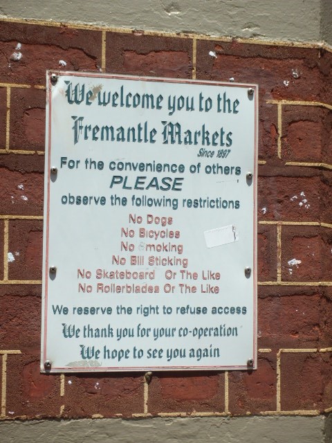 Rules and regulations for the Fremantle markets