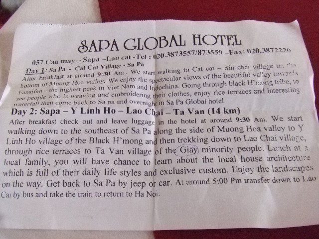 116Itinerary at Sapa