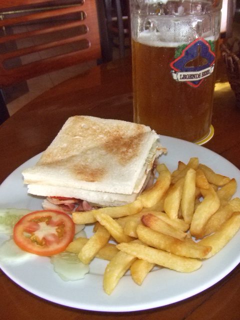 160Triple Decker Club sandwich and 1 litre beer at Legends Beer