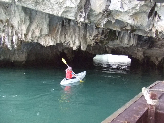 Canoeing into the Halong Bay Caves