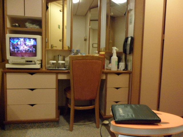 Dressing room and Satellite TV (with programmes even out at sea) Royal Caribbean Cruise Interior Room Legend of the Seas