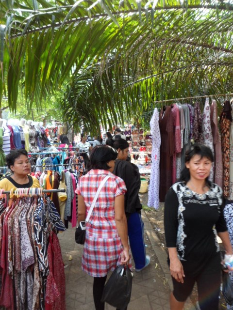 Locals and Tourists alike enjoying the markets Semarang Indonesia
