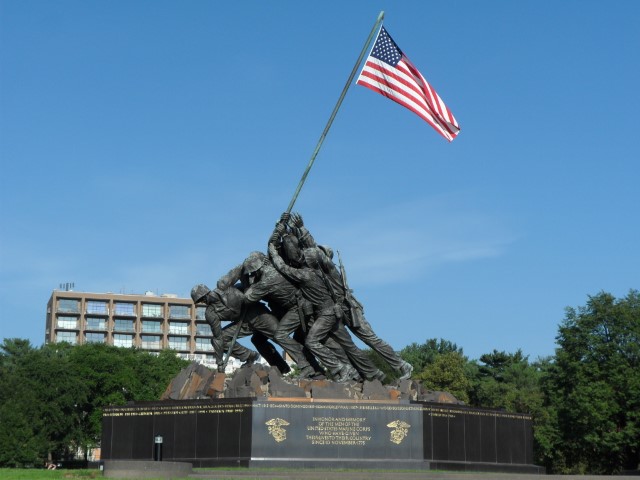 Reverse View of the Marine Corps War Memorial aka Iwo Jima Memorial