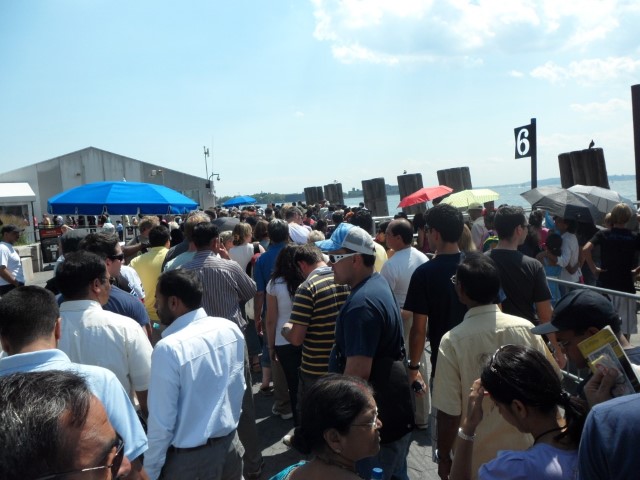 Long Queues for Ferry to the Statue of Liberty