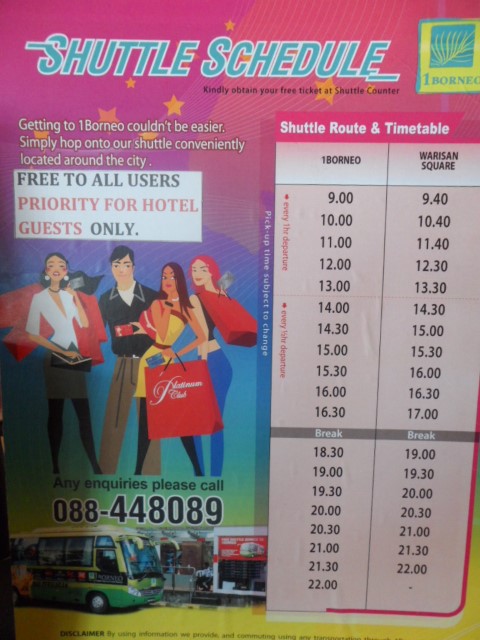 Free shuttle bus timings from Novotel Kota Kinabalu