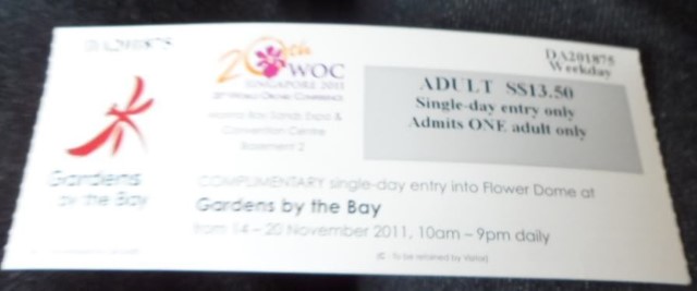 Ticket to 20th World Orchid Conference WOC (includes preview of Gardens by the Bay)