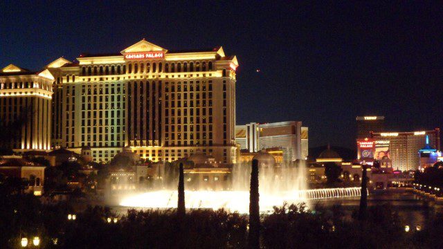 Fountains of Bellagio Las Vegas as seen from a distance