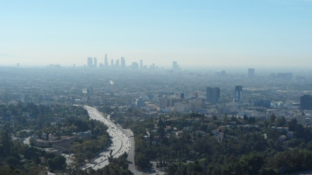 View of Downtown LA from Mulholland Drive Scenic Point