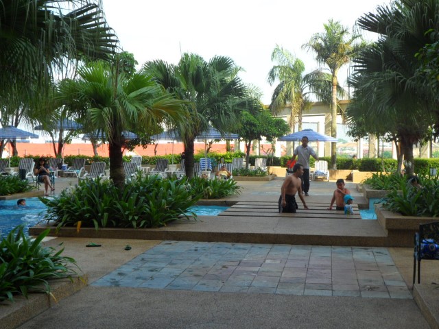 View of the pool as you walk out of the lift lobby