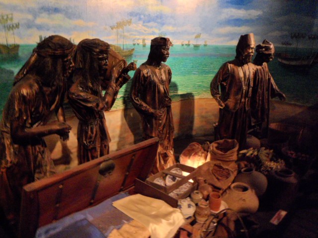 Traders from over the world with their goods (Melaka Maritime Museum)