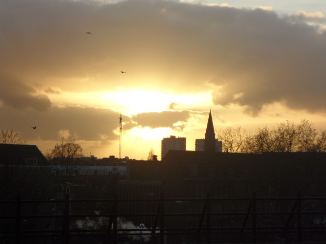 Sunset near De Kuip Feyenoord Stadion
