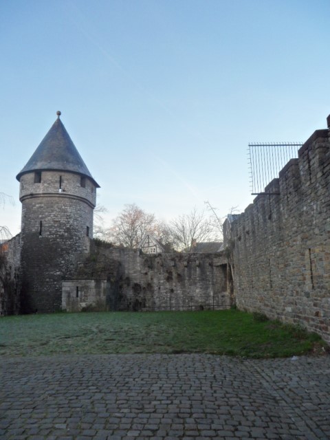 Shot of a tower and part of the wall fortification at Maastricht