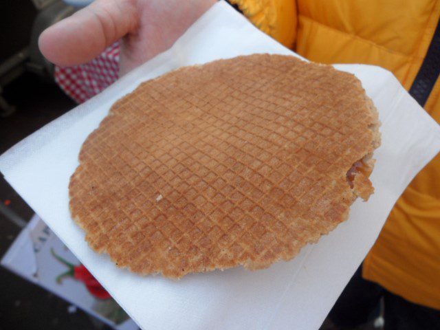 Freshly Made Stroopwafel - Thin waffel slices with honey/sugar syrup in between (1.5 euros)