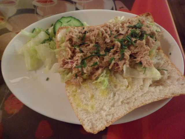 Tuna salad grilled panini sandwich @ 4.90euros Oli Cafe Amsterdam