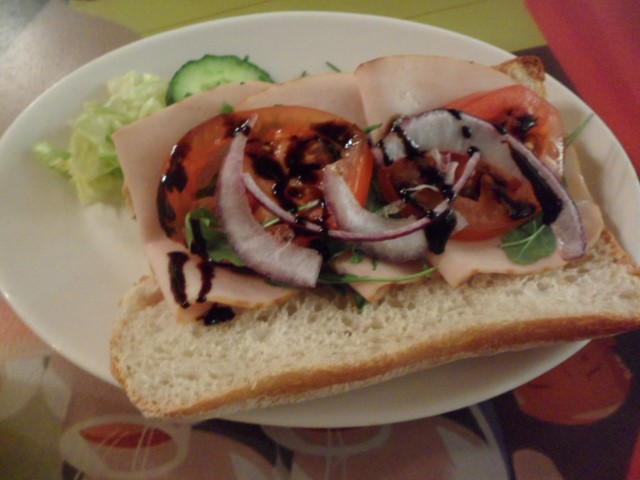 Chicken with pesto grilled panini sandwich Oli Cafe Amsterdam