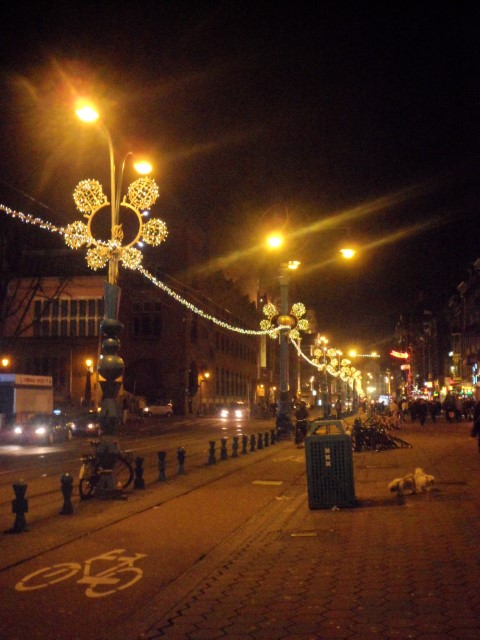 Pretty lightings along Damrak Amsterdam