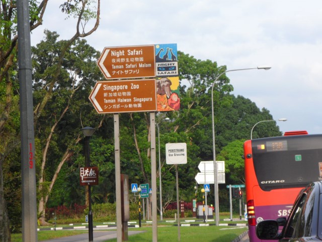 Signs directing you to the Singapore Zoo