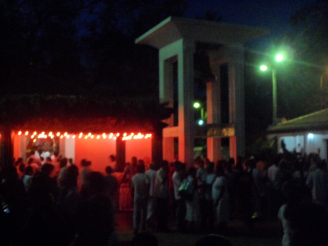 Devotees at Kataragama Temple waiting to present their fruit offerings