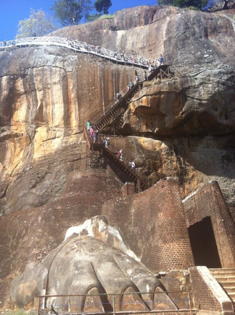 Stairs heading up the Sigiriya Rock