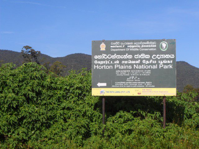 Signage to Horton Plains National Park