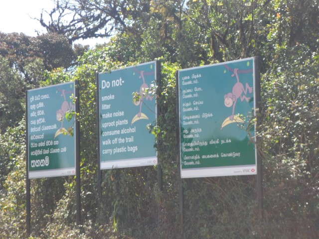 Little Reminders for the visitors to Horton Plains National Park