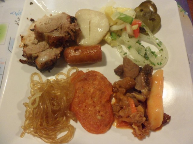 Plate of Churrasco and Korean dish