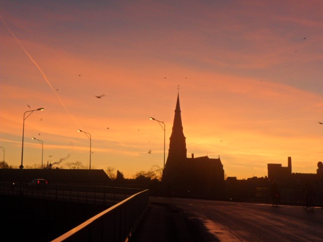Dawn at the bridge Maastricht