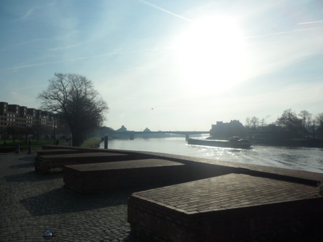 Walk along River Maas in Maastricht - JFK Bridge