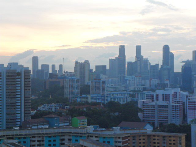 Zoomed in view of the Singapore City Skyline from Mount Faber