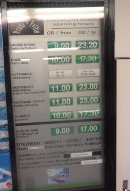 Opening hours of Funicular Station Prague