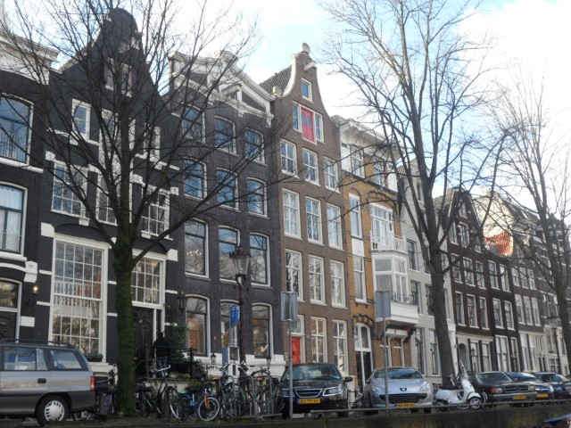 Typical skinny buildings along the canals of Amsterdam