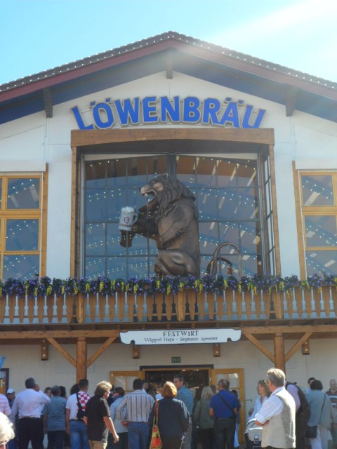 Lowenbrau and its moving (and growling) lion (at Oktoberfest)