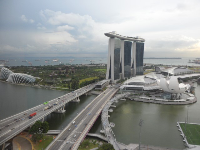 Marina Bay and Gardens by the Bay to the left