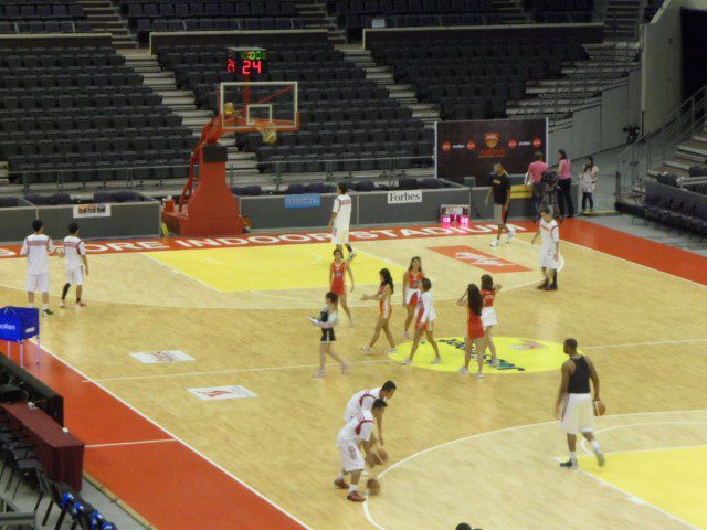 Cheer Leaders of the Slingers practicing before the match