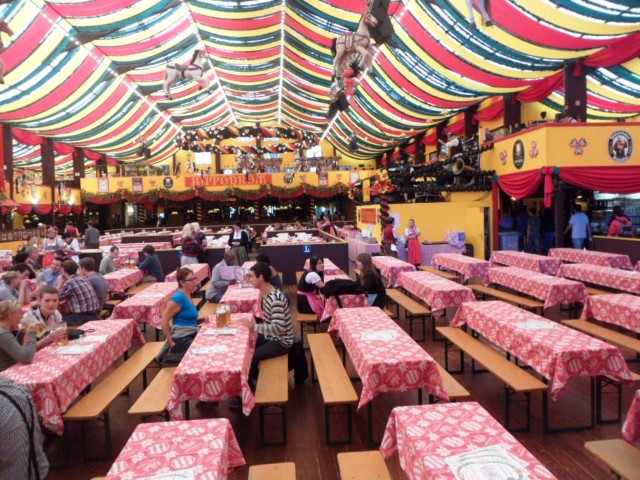 Inside Hippodrum Beer Tent Oktoberfest Munich at 11am - not so many people yet