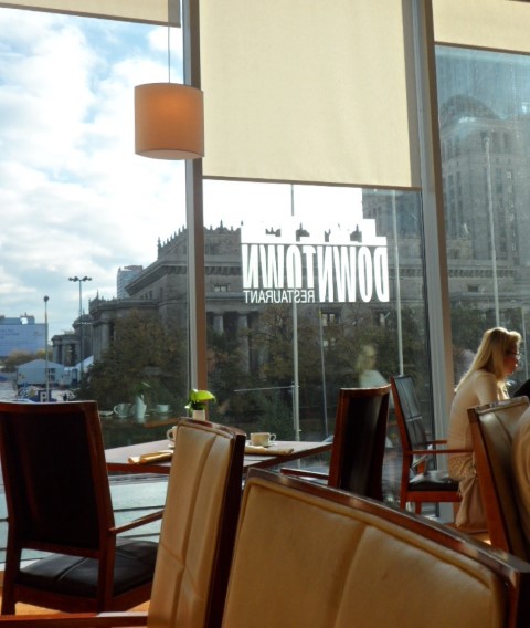 Downtown Restaurant (Intercontinental Warsaw) overlooking the main street in Warsaw