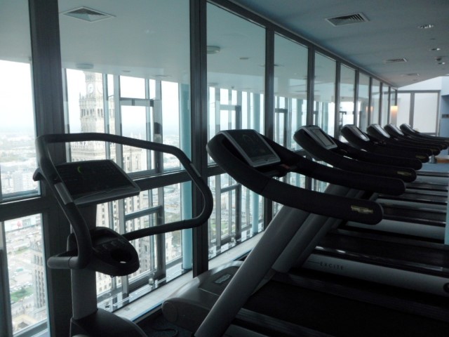 Gym with magnificent views over Warsaw from Intercontinental Warsaw!
