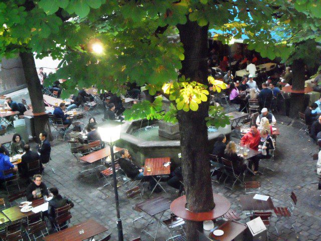 View from the restaurant into the open air area