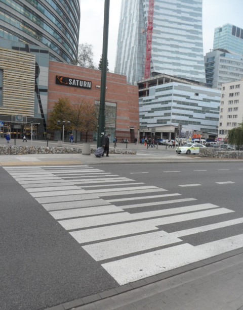 Cute zebra crossing in front of Zlote Tarasy mall Warsaw Poland - Remembrance of Chopin