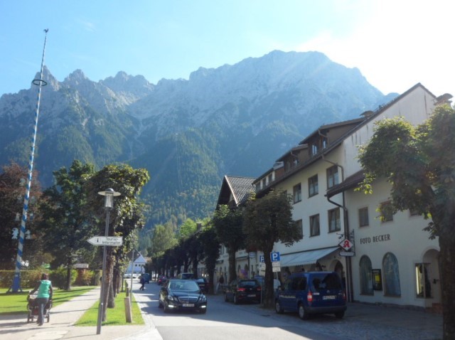 Main street of Mittenwald - Cool thing about Mittenwald is that it winds between the alps and it built close to it, REALLY CLOSE!
