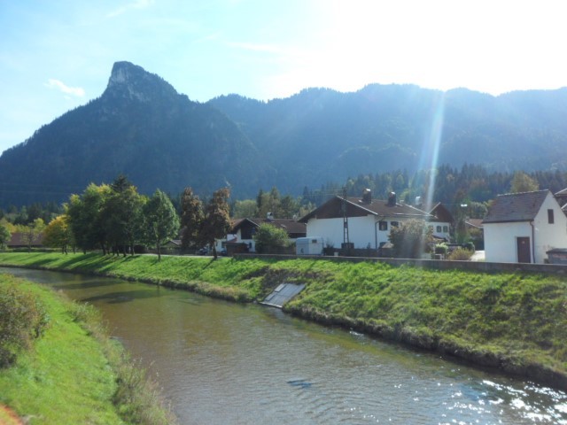 Bavarian Alps and crystal clear waters of the rivers at Oberammergau (Kofel Oberammergau Matterhorn in the background)
