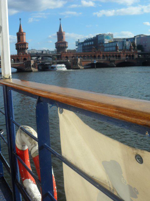 View of the river from the floating lounge @ East Side Gallery