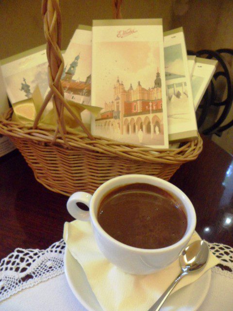 Traditional Wedel Chocolate made from rich melted original recipe chocolate! (E Wedel Cafe Warsaw Poland)