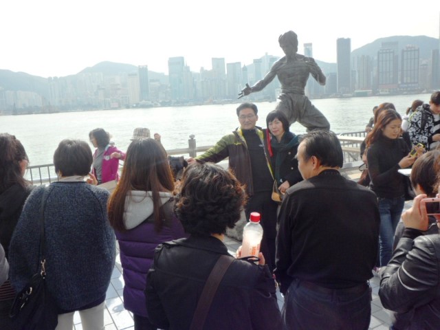 Bruce Lee's statue added in 2005 to the Avenue of Stars