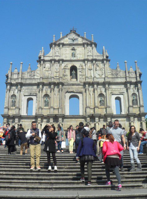 Ruins of St. Paul's with long flight of stairs