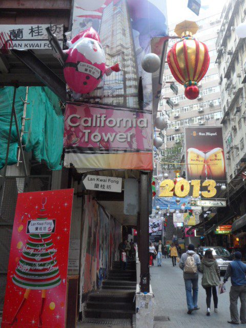 Cute Santa in the background at Central Hong Kong