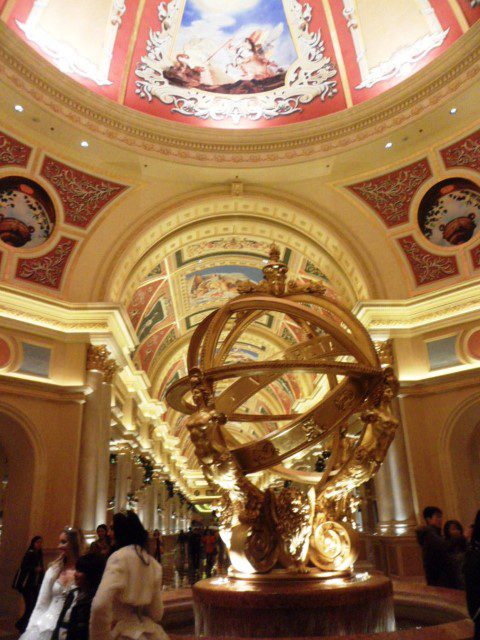 Main Lobby of the Venetian Macau with Venetian actors greeting guests