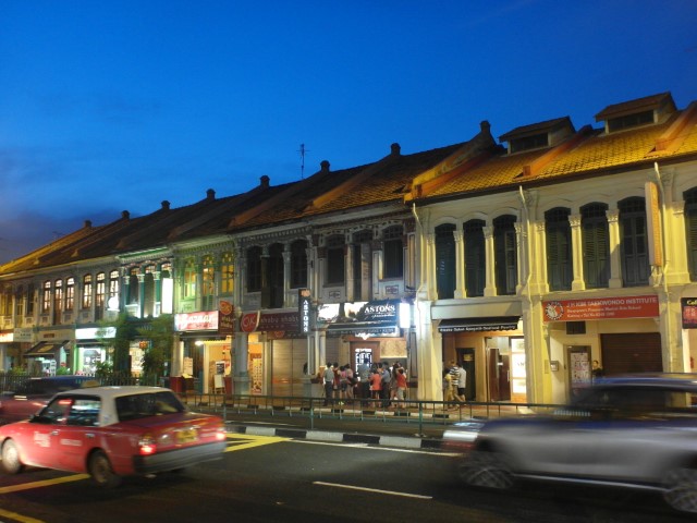 Eateries along the shop houses at night