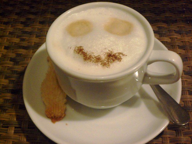 Room service cappucino... smiley face