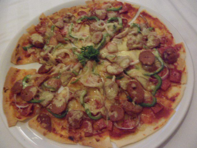 Huge all meat pizza and 4 SMB for 448 pesos cheaper than dominoes. Thin crust and yummy!